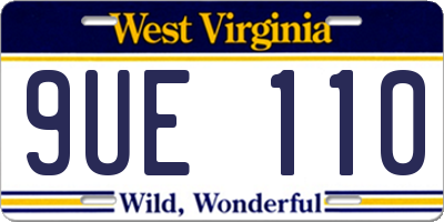 WV license plate 9UE110