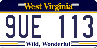 WV license plate 9UE113