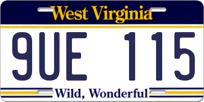 WV license plate 9UE115