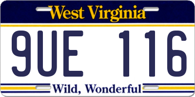 WV license plate 9UE116