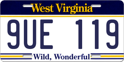WV license plate 9UE119