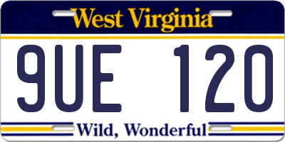 WV license plate 9UE120