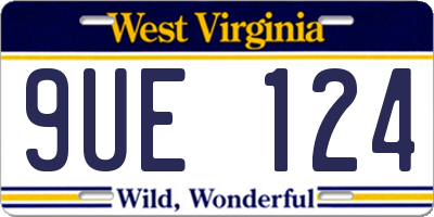 WV license plate 9UE124