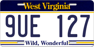 WV license plate 9UE127
