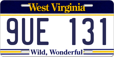 WV license plate 9UE131