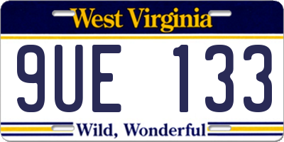 WV license plate 9UE133