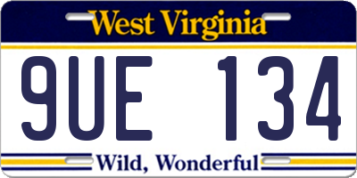 WV license plate 9UE134