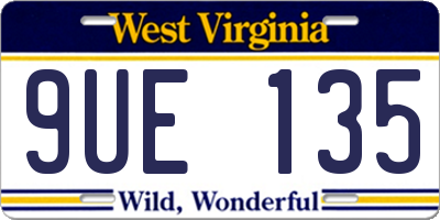 WV license plate 9UE135
