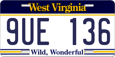WV license plate 9UE136