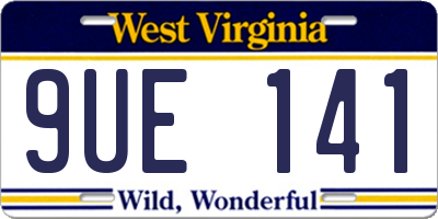WV license plate 9UE141