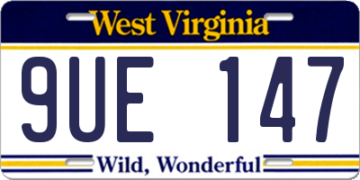 WV license plate 9UE147
