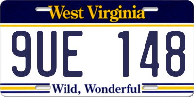 WV license plate 9UE148