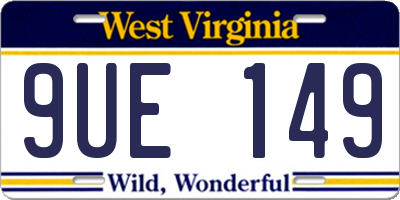 WV license plate 9UE149