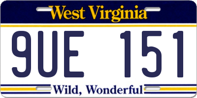 WV license plate 9UE151