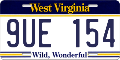 WV license plate 9UE154