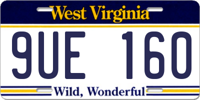 WV license plate 9UE160