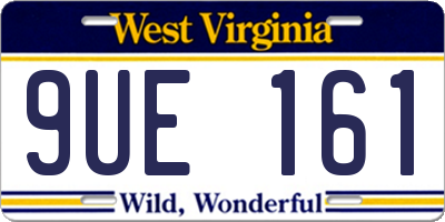 WV license plate 9UE161