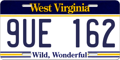 WV license plate 9UE162