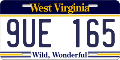 WV license plate 9UE165
