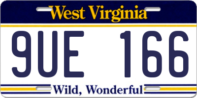 WV license plate 9UE166
