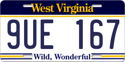WV license plate 9UE167