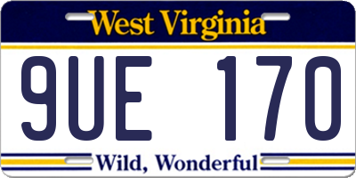 WV license plate 9UE170