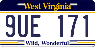 WV license plate 9UE171