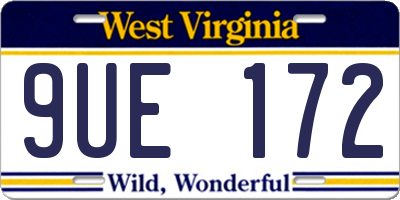 WV license plate 9UE172