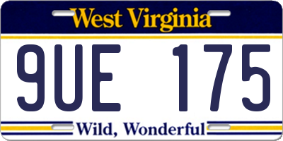 WV license plate 9UE175