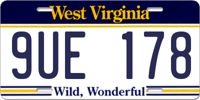 WV license plate 9UE178