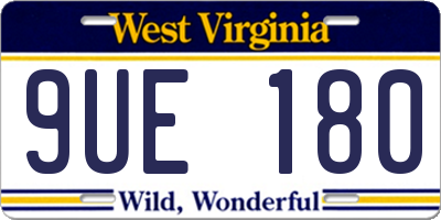 WV license plate 9UE180