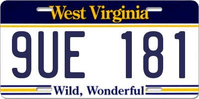 WV license plate 9UE181