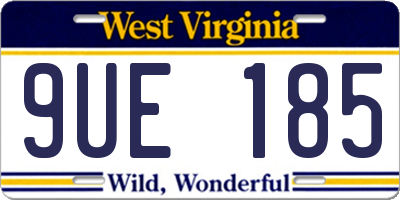 WV license plate 9UE185