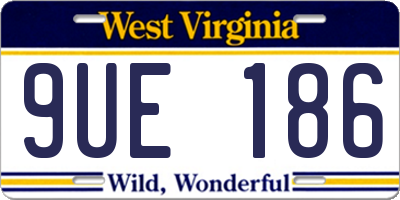 WV license plate 9UE186