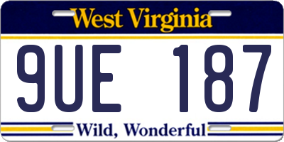 WV license plate 9UE187