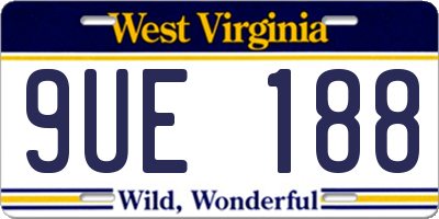 WV license plate 9UE188