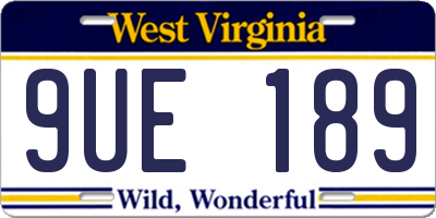 WV license plate 9UE189