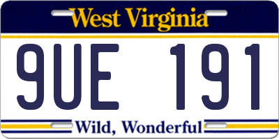 WV license plate 9UE191