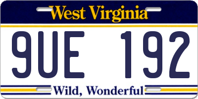 WV license plate 9UE192
