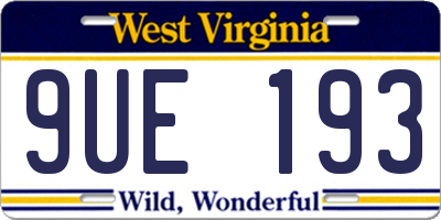 WV license plate 9UE193