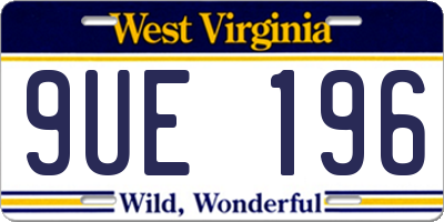 WV license plate 9UE196
