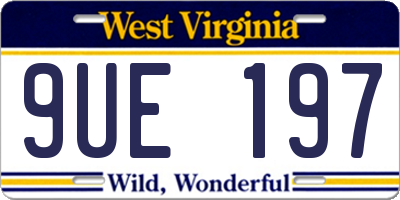 WV license plate 9UE197