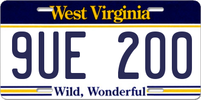 WV license plate 9UE200