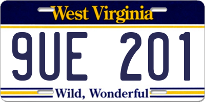 WV license plate 9UE201
