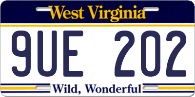 WV license plate 9UE202
