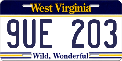 WV license plate 9UE203