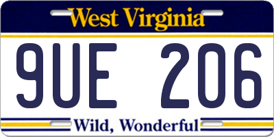 WV license plate 9UE206