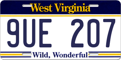 WV license plate 9UE207
