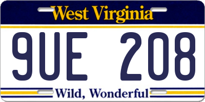 WV license plate 9UE208