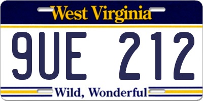 WV license plate 9UE212
